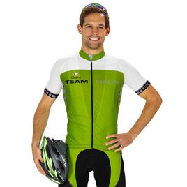 fietsshirt met korte mouwen Team Print, groen-wit fietsshirt met korte mouwen Team Print, groen-wit